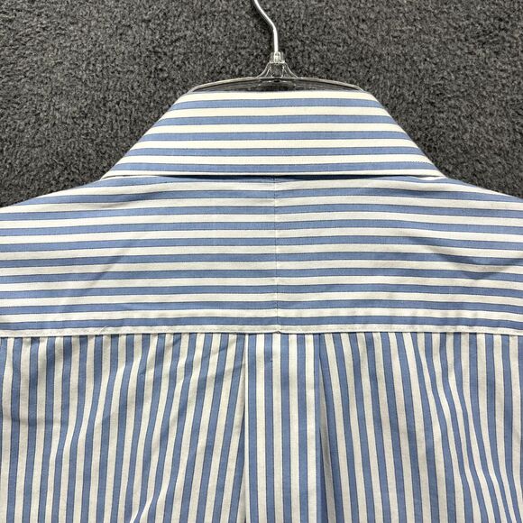 Michael Kors Shirt Mens Large 16  34/35 Blue Button Up Striped Long Sleeves - Picture 12 of 16